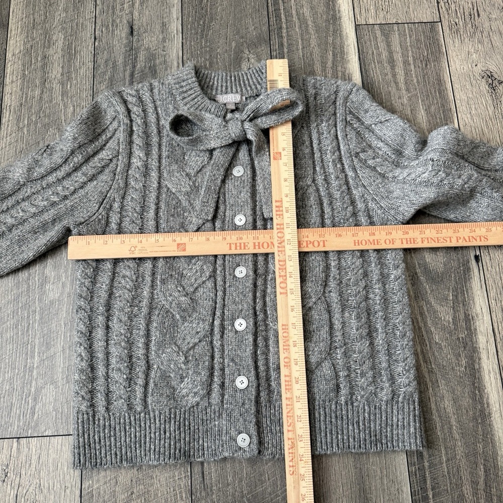 J.Crew Cardigan Coquette Sweater Gray Wool Alpaca Blend Cottage Preppy Womens M - Picture 5 of 16
